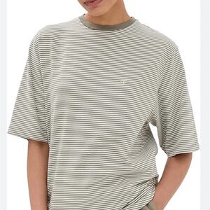 ANINE BING Women's Bo Tee Olive and Ivory Stripe